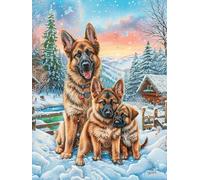 Snow Berger Allemand mère et Son Chiot 1000 Pieces Casse-tête Débutant en Carton Épais Animaux et Plantes Facile Apprentissage Loisir Créatif Activité Manuelle Décoration Murale Cadeau Saint Valentin
