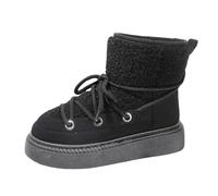 Snow Boots for Women Platform Anti-Slip Winter Booties, Warm Fur Lace Up Round Toe Ankle Boots for Women(Svart,41)