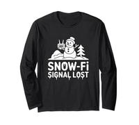 Snow FI Signal Lost Funny Winter Snowman WiFi Manche Longue