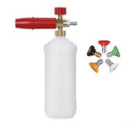 Snow Foam Pot de mousse de 1 L avec buse en mousse réglable de 0 à 120 degrés et connexion rapide 14 degrés Compatible avec nettoyeur haute pression, rotation à 360 degrés pour applications de