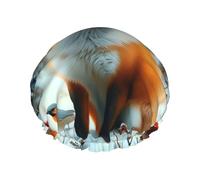Snow Fox Bonnet de douche imperméable réutilisable pour femme - Couvre-cheveux élastique pour bain, spa, voyage et usage quotidien