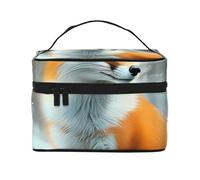 Snow Fox Trousse de maquillage de voyage - Organiseur de toilette portable avec compartiments zippés pour pinceaux, bouteilles et soins de la peau