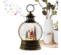 Snow Globe - Familles Holidays intérieurs, scintillants pour la pièce maîtresse saisonnière, USB et batterie, 8 mélodies de Noël classiques, lanterne à eau animée, accent de salon de cheminée, finitio