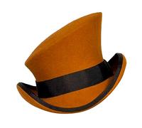 Snow Head Gear pour hommes chapeau haut asymétrique chapeau laine femme homme chapeau unisexe chapeau vapeur punk chapeau haut de forme ruban ruban décoratif chapeau manteau homme, marron, Taille