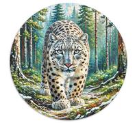 Snow Leopard 1000 Pièce Jigsaw Puzzles Jeux ÉduChatifs Soulageur De Stress Puzzle Rond Belle Décoration Puzzle pour Cadeaux De Voyage, Présent 1000pcs (67.5x67.5cm)
