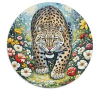 Snow Léopard Circulaire Puzzle Convient pour Adultes Et Enfants 1000 Pièces Fun Défiant Jeu Éducatif Unique Toy (67.5x67.5cm)