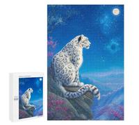 Snow Leopard Moonlit Night Puzzle 1000 Pièces Educa Jouet en Bois Cadeau Unique Décoration Intérieure Jeu Éducatif Challenge Toy Adultes Et Enfants À Partir De 14 Ans 1000 PCS