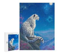 Snow Leopard Moonlit Night Puzzle 1000 Pièces Educa Jouet en Bois Cadeau Unique Décoration Intérieure Jeu Éducatif Challenge Toy Adultes Et Enfants À Partir De 14 Ans 500 PCS