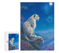 Snow Leopard Moonlit Night Puzzle 1000 Pièces Educa Jouet en Bois Cadeau Unique Décoration Intérieure Jeu Éducatif Challenge Toy Adultes Et Enfants À Partir De 14 Ans 300 PCS
