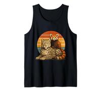 Snow Leopard Red Panda Retro Sunset Wildlife Paire Débardeur