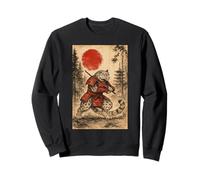 Snow Leopard Samurai Warrior Japanese Vintage Graphic Humor Sweatshirt