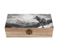 Snow Mountain Boîte à souvenirs en bois avec couvercle à charnière faite à la main pour mariage, artisanat, bijoux, photos, boîte de rangement élégante et décorative, idéale comme cadeau de fête