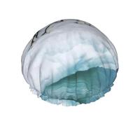Snow Mountain Bonnet de douche pingouin pour femme, élastique et réutilisable, double couche imperméable, bonnet de douche