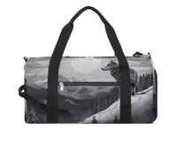 Snow Mountain Lone Wolf Sac de sport pour femme et homme avec compartiment à chaussures étanche Sac de voyage Sac de sport pour sports gymnases yoga, Loup solitaire des montagnes enneigées, Taille