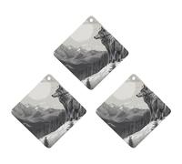 Snow Mountain Lot de 3 désodorisants pour voiture Motif loup solitaire à suspendre - Cartes parfumées longue durée pour voiture, maison, bureau - Style noir