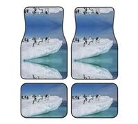 Snow Mountain Lot de 4 tapis de sol en caoutchouc avec dos antidérapant pour VUS et camions Motif pingouin Noir