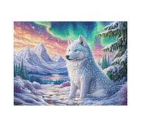 Snow Mountain Loup Blanc Luminescent 500 Pièces Puzzle Créatif en Carton Anti-Déchirure Haute Densité Difficulté Moyenne Activité Manuelle Loisir Créatif Cadeau Anniversaire 500 PCS