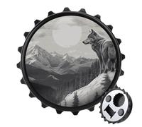 Snow Mountain Ouvre-bouteille magnétique Loup solitaire Outil de cuisine peu encombrant Ouvre-bière et aimant de réfrigérateur pour camping, voyage, camping Noir