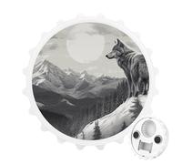 Snow Mountain Ouvre-bouteille magnétique Loup solitaire Outil de cuisine peu encombrant Ouvre-bière et aimant de réfrigérateur pour camping, voyage, camping Blanc