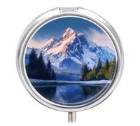 Snow Mountain Pilulier à 3 compartiments, petite boîte à pilules ronde pour sac à main et poche, boîte à médicaments quotidienne portable pour contenir des vitamines, des suppléments, des pilules, de