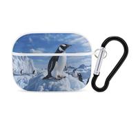 Snow Mountain Pingouin pour Airpod Pro Coque rigide de protection complète contre les chutes avec porte-clés compatible avec AirPod Pro 2e/1ère génération, LED avant visible, blanc