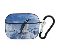 Snow Mountain Pingouin pour Airpod Pro Coque rigide de protection complète contre les chutes avec porte-clés compatible avec AirPod Pro 2e/1ère génération, LED avant visible, noir