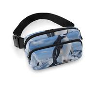Snow Mountain Sac banane pour homme et femme avec pingouin réglable et décontracté pour voyage, sport, randonnée, blanc, 20,1 x 13 cm, blanc, 7.9x5.1inches