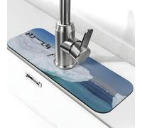 Snow Mountain Tapis de robinet en pierre imprimé pingouin pour évier de cuisine, tapis absorbant à la diatomite, protection anti-éclaboussures pour salle de bain et cuisine (38,1 x 14 cm)