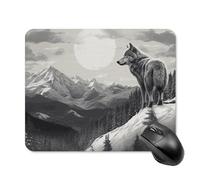 Snow Mountain Tapis de souris loup solitaire avec bords cousus, tapis de souris lavable en tissu antidérapant en caoutchouc antidérapant, design parfait pour les jeux, ordinateur portable, travail de