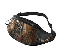 Snow Mountain Wild Wolf Sac banane pour homme et femme Sac banane réglable pour entraînement, course à pied, voyage, sac banane décontracté, Tigre de Malaisie, Taille unique