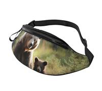 Snow Mountain Wild Wolf Sac banane pour homme et femme Sac banane réglable pour entraînement, course à pied, voyage, sac banane décontracté, Maman Brown Bears Protect Cubs, Taille unique