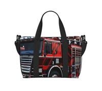 Snow Mountain Wild Wolf Sac de voyage à bandoulière résistant à l'eau, grand bagage à main avec sangle réglable, multi-compartiments pour la gym, les voyages, l'extérieur, Camion de pompier et de
