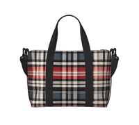 Snow Mountain Wild Wolf Sac de voyage à bandoulière résistant à l'eau, grand bagage à main avec sangle réglable, multi-compartiments pour la gym, les voyages, l'extérieur, Vieux carreaux, Taille