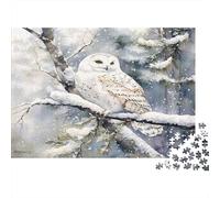Snow Owl perchoir Puzzle 1000 Pièces Adulte avec Couleurs Éclatantes, Jeu De Puzzle Classique défi Entre Amis pour Un Tableau À Encadrer, Superbe Idée Cadeau 52x38cm/1000pcs