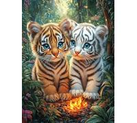 Snow Tigre Brothers 500 Pieces Casse-tête Collectionneur en Carton sans Déformation Animaux et Plantes Très Difficile Motif Complexe Décoration Murale Cadeau Noël Premium 500 PCS