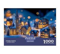Snow Town with Warm Lights 1000 Pcs Carton Extra-épais Coffret De Puzzles Winter Village Stimulant Et Éducatif Défi Unique Puzzles pour Adultes Et Enfants 70x50cm/1000pcs