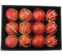Snow White Pack of 12 Deluxe Red 8cm Christmas Tree Baubles