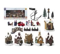 Snow White Village de Noël à LED - Fonctionnement sur piles - Mini village de 25 pièces