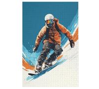 Snowboard Puzzles 1000 Pièces Adultes, Puzzle en Bois Jeux D'adresse pour Toute La Famille,Jeu De Team Building,Cadeau pour Les Amis Ou Les Amants, (78×53cm)