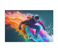 Snowboard Puzzles 1000 Pièces Adultes, Puzzle en Bois Jeux D'adresse pour Toute La Famille,Jeu De Team Building （75×50cm）