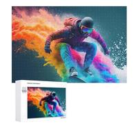 Snowboard Puzzles en Bois 1000 Pièces pour Adultes, Matériaux Recyclables De Qualité Supérieure Puzzle, Jeu en Famille, （75×50cm）