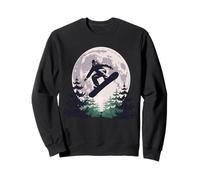 Snowboard sous la Pleine Lune Une Nuit d'hiver Sweatshirt