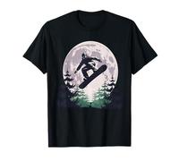Snowboard sous la Pleine Lune Une Nuit d'hiver T-Shirt