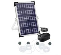 Snowchecking Aérateur de bassin à énergie solaire 10 W 10 V avec batterie de 4400 mAh trois modes quatre pierres d'air ABS aluminium compact noir pour jardin, aquarium, aquarium jusqu'à 1 m de