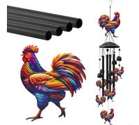 Snowchecking Carillon éolien en forme de coq coloré, pour suspension extérieure, décoration de jardin en aluminium de 91,4 cm avec cloches mélodiques, art de cour résistant aux intempéries (vent sur