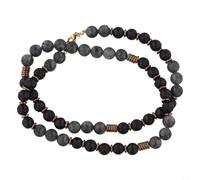 snowchecking Collier de perles en pierre volcanique 55 cm | Perles en pierre volcanique, accents étincelants, 55 cm de long, houblon, unique pour une grande forme