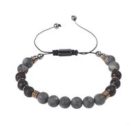 snowchecking Collier de perles en pierre volcanique 55 cm | Perles en pierre volcanique, accents étincelants, 55 cm de long, houblon, unique pour une grande forme
