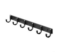 snowchecking Crochet mural en aluminium, cintre moderne, pour cuisine, salle de bain, design peu encombrant, finition résistante à la rouille, 52 cm de long, noir, facile à monter (noir 6)