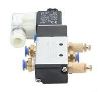 Snowchecking Électrovanne 4V210-08 DC 24 V 5/2 voies avec connecteurs PC6-02 et silencieux, pour automatisation industrielle