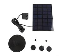 Snowchecking Fontaine solaire flottante pour oiseaux, 2 W 9 V, avec 6 buses, débit de 220 l/h, pour bassins de jardin, aquariums, noir